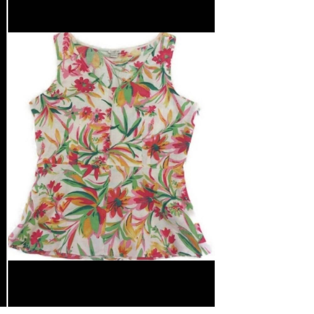 J Crew Floral Peplum Tank Blouse/Top Size 8